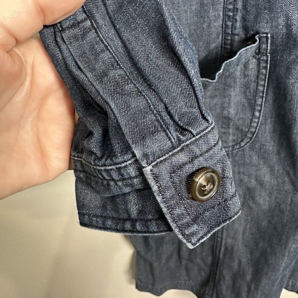 Boden Blue Denim Dress Size 6L Pocket Button Casual Minimalist Chambray - Picture 3 of 8